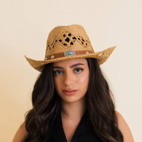 Karsen Western Girl Raffia Cowboy Hat