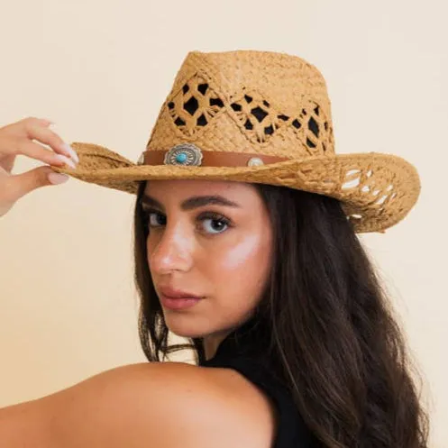 Karsen Western Girl Raffia Cowboy Hat