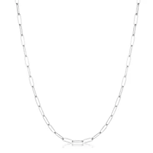 Kaylee 16” Silver Petite Paper Clip Chain Linked Necklace