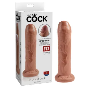 King Cock Uncut Cock Dildo 7in - Tan