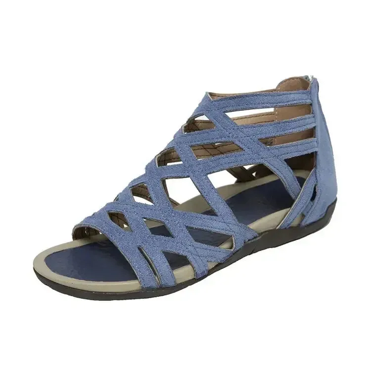 ladies Leopard Slope Heel Sandals Non-slip Lightweight Comfortable Casual women Slippers Rome Outside Casual Flat Bottom Shoes