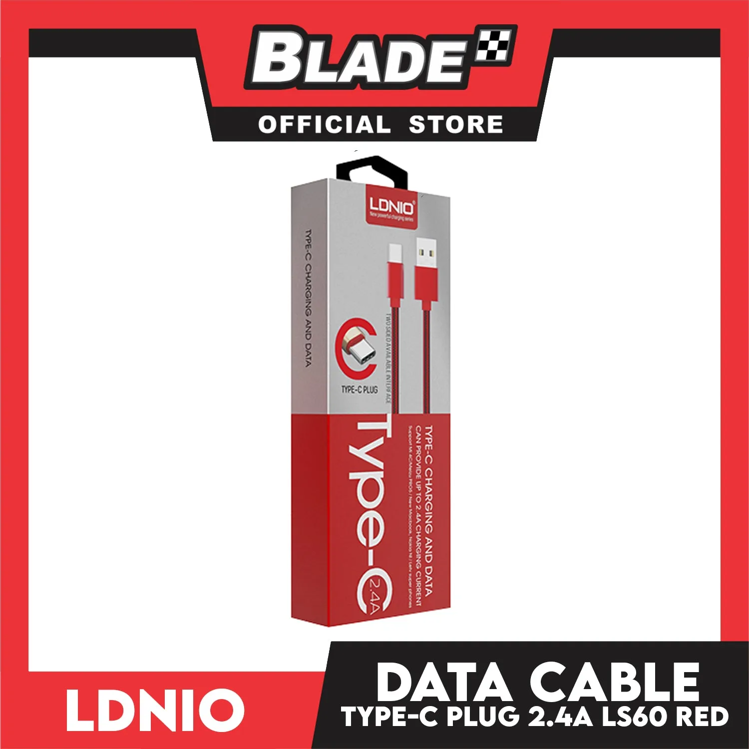 Ldnio Data Cable and Charger 2.4A TYPE-C LS60 for Android: Samsung, Huawei, Xiaomi & Oppo
