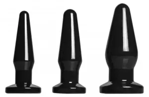 Level Up 3 Piece Anal Plug Set - Black