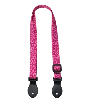 LG 1" Pink Leopard Webbed Ukulele Strap