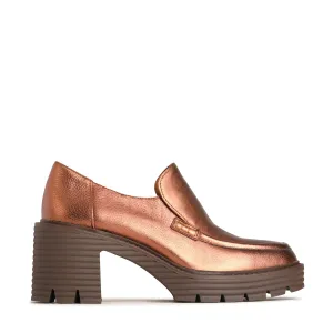 MALIA LEATHER BLOCK HEEL LOAFERS