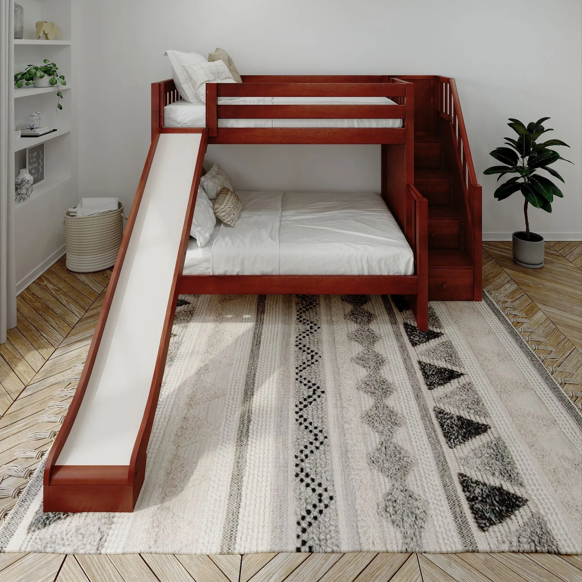 Maxtrix Twin over Full Medium Bunk Bed with Stairs and Slide