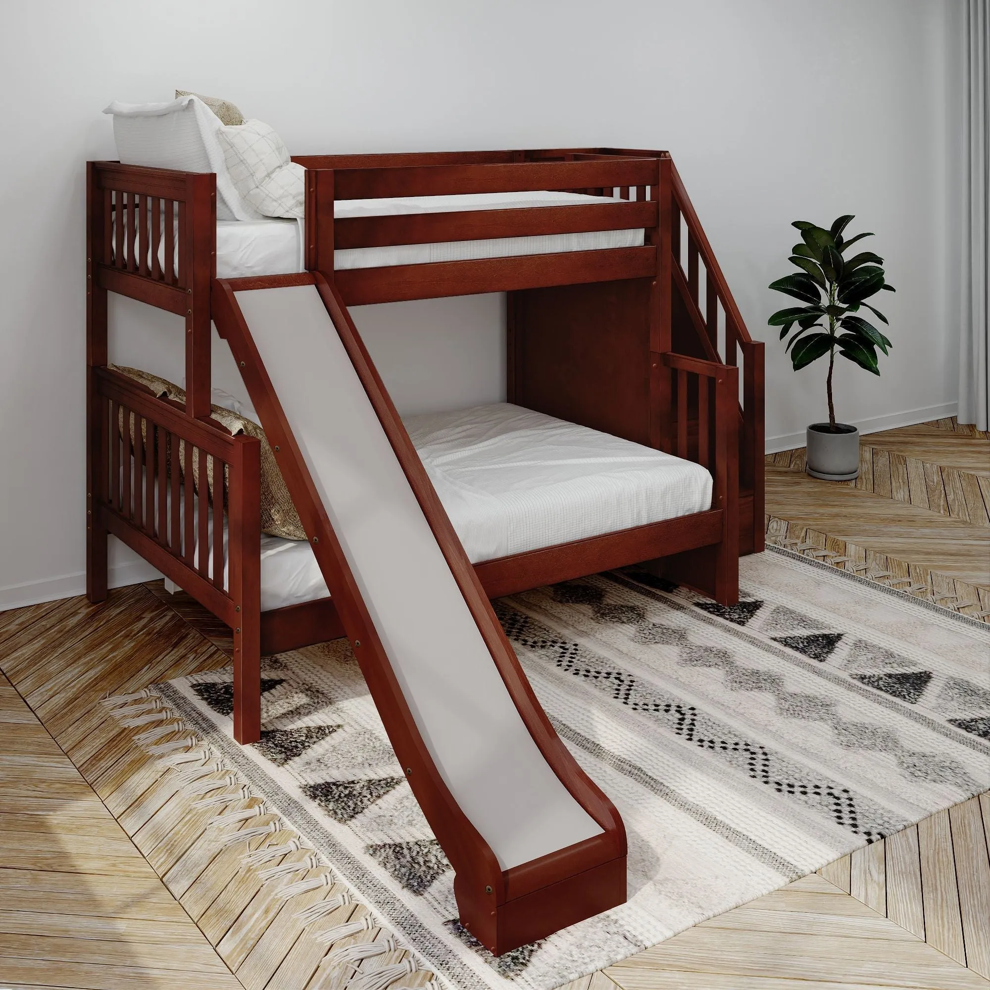 Maxtrix Twin over Full Medium Bunk Bed with Stairs and Slide