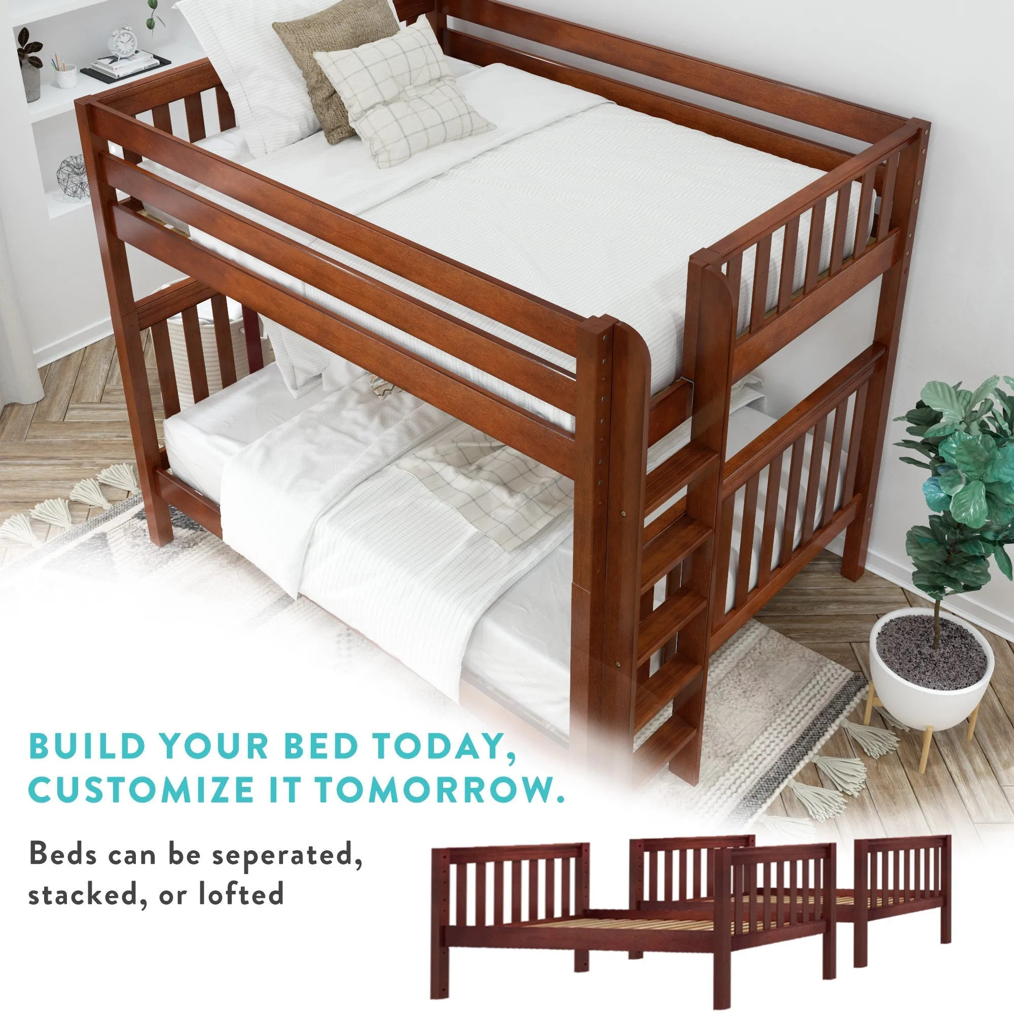 Maxtrix Twin over Full Medium Bunk Bed with Stairs and Slide