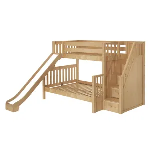 Maxtrix Twin over Full Medium Bunk Bed with Stairs and Slide