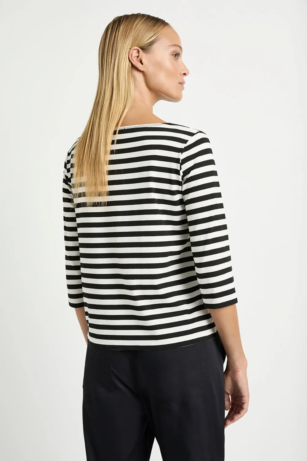 Mela Purdie Relaxed Boat Neck in Bevel Stripe Milk/Black F530 2630