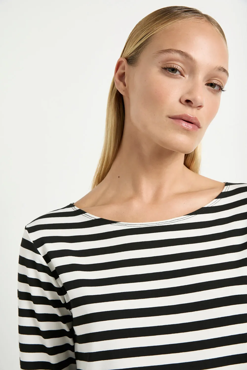 Mela Purdie Relaxed Boat Neck in Bevel Stripe Milk/Black F530 2630