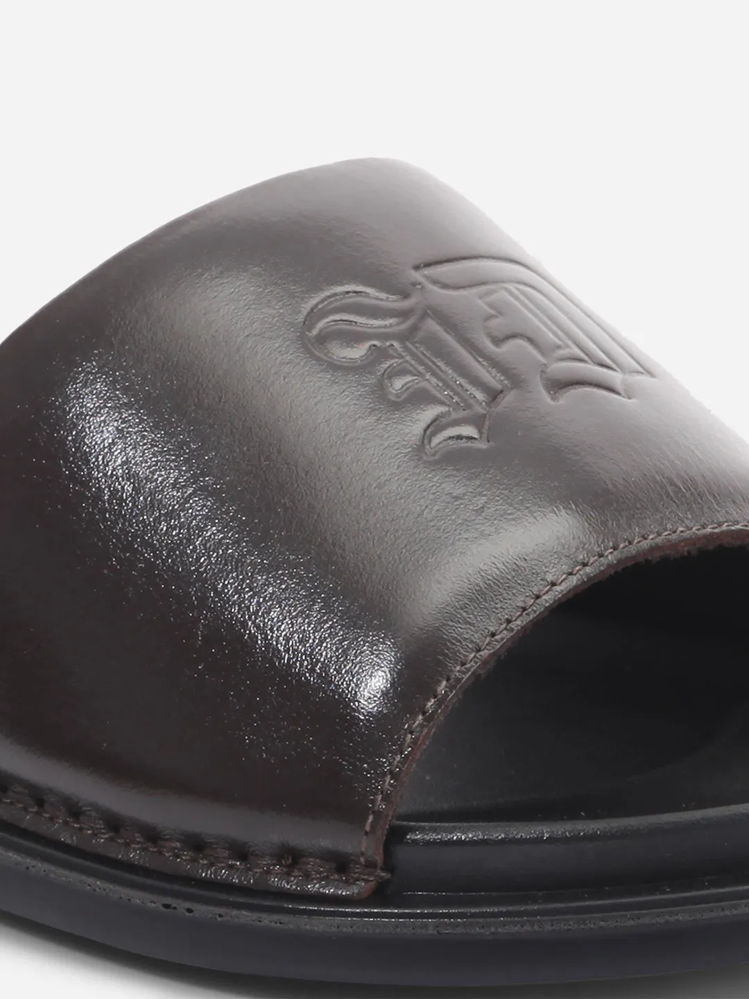 Men's Brown Leather Casual Slides (ID4210)