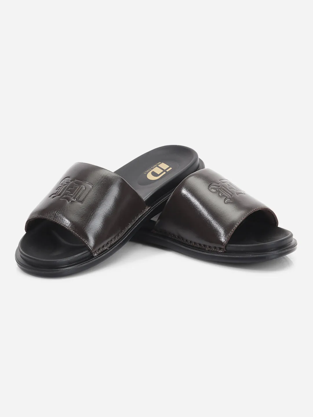 Men's Brown Leather Casual Slides (ID4210)