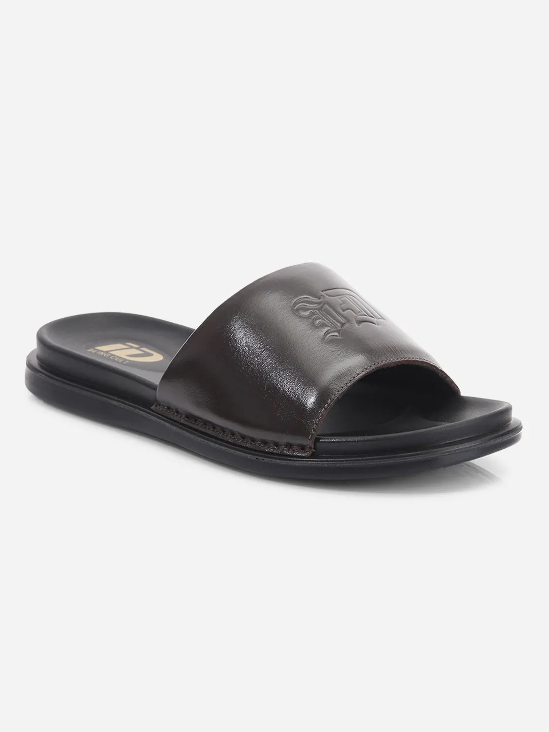 Men's Brown Leather Casual Slides (ID4210)