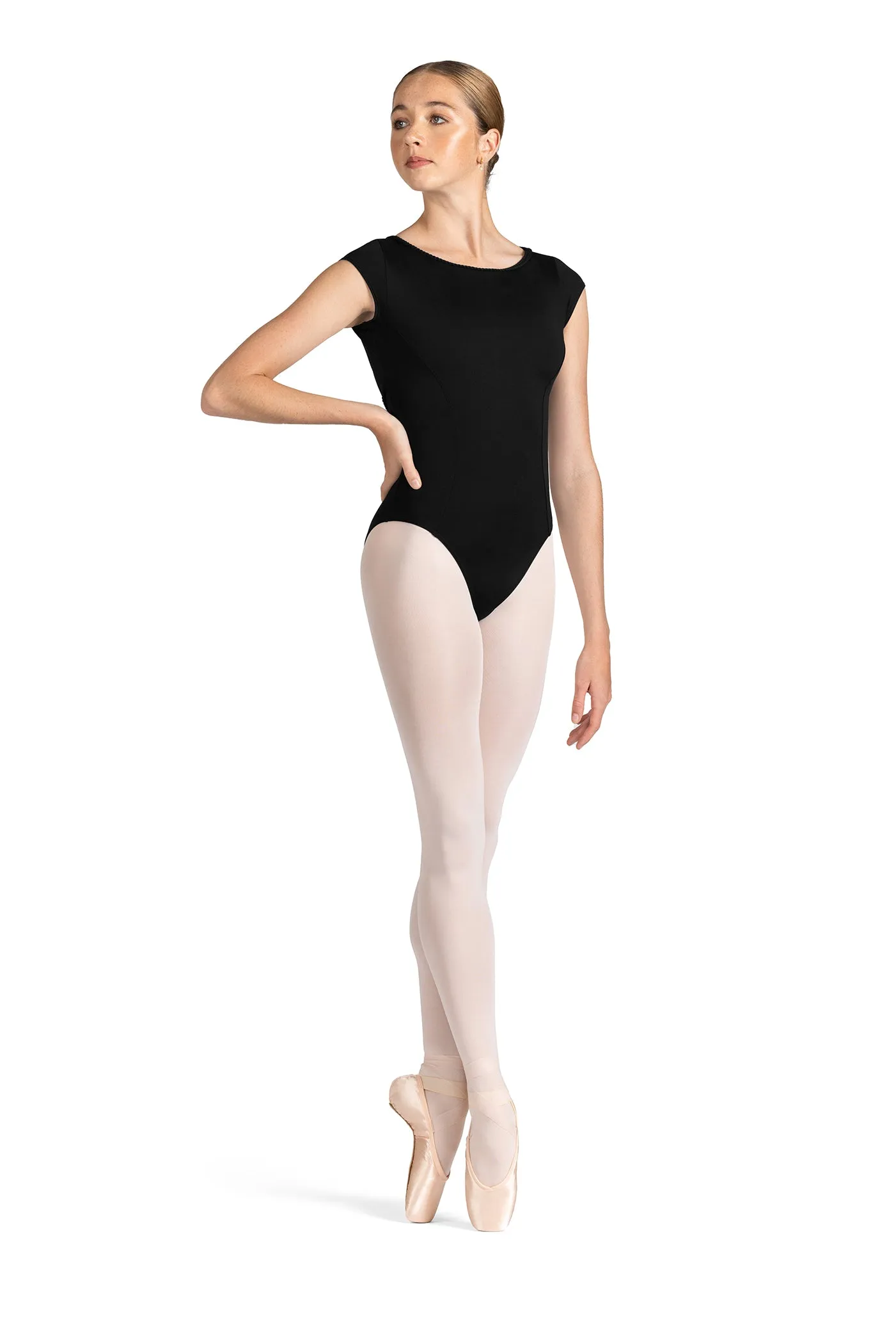 Mirella: Boat Neck Cap Sleeve Leotard