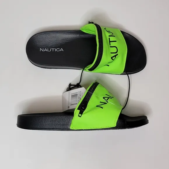 NAUTICA Asliea NEON Green Slides Size 5 UNISEX
