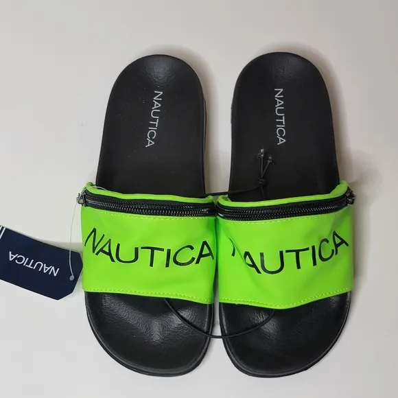 NAUTICA Asliea NEON Green Slides Size 5 UNISEX