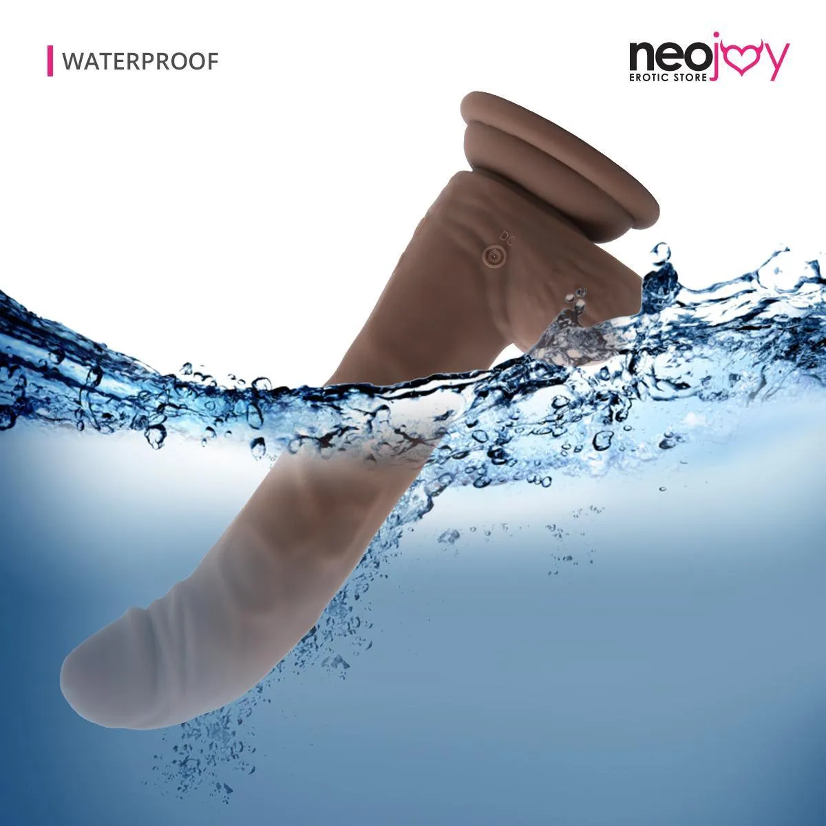 Neojoy - Biggy Vibrating Rotating Silicone Dildo With Powerful Suction Cup - Brown - 23cm - 9.1 inch