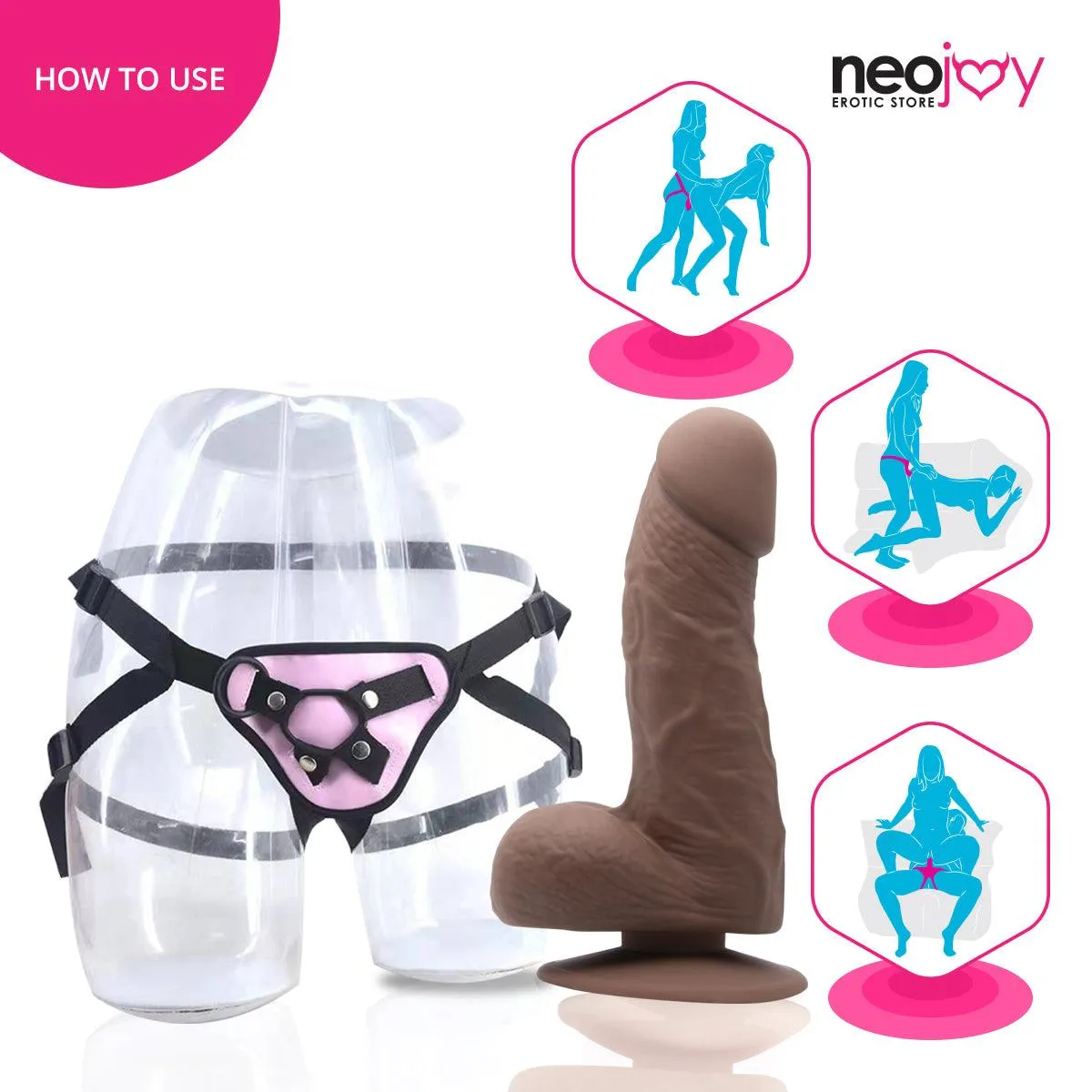 Neojoy Fill-me-up Dildo With Strap-On - Dong Lesbian Sex Toy - Brown