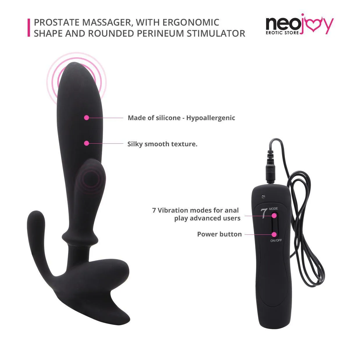 Neojoy Prostate Spot Player Massager Silicon - Black - 14 cm - 5.5 inch