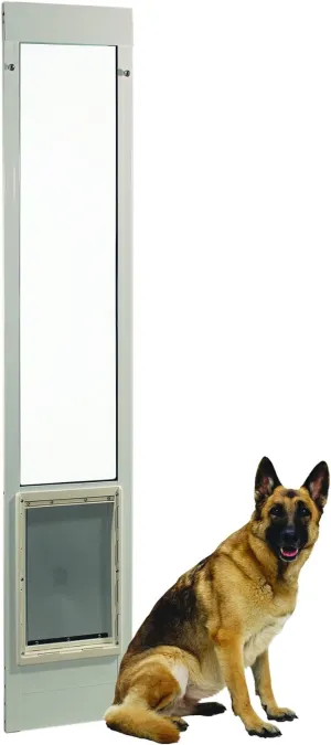 NEW Ideal Pet Products Aluminum Pet Patio Door, Adjustable Height 77-5/8" to 80-3/8", 15" x 20" Flap Size, White, Retails $350