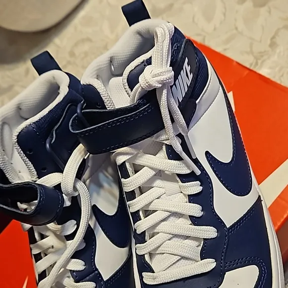 NEW   Nike YOUTH 6.5 Y Blue and White  High-Top Sneakers with Ventilated Toe Box