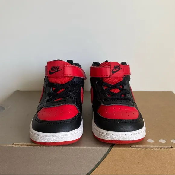 Nike Court Borough Mid Red/Black Kids Sneakers- SZ 8 C