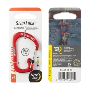 Nite ize - SlideLock Carabiner Aluminum #3 Red