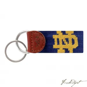 Notre Dame (Classic Navy) Needlepoint Key Fob