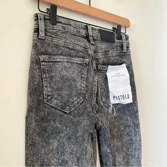 NWT Pistola Lennon High Rise Cropped Boot in Nightcap Acid Wash 24