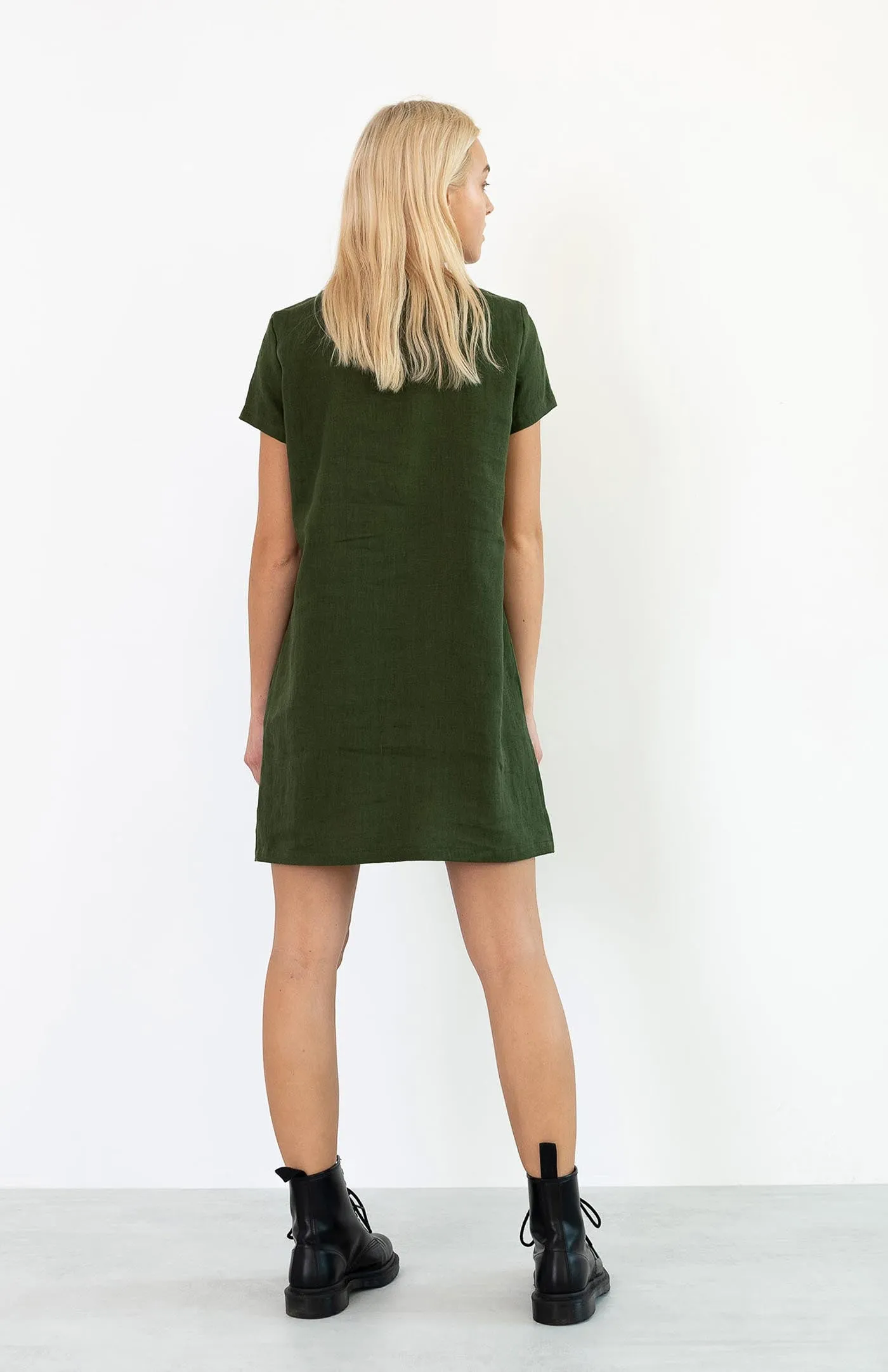 Olive Green Dress | Cotton Linen Blend