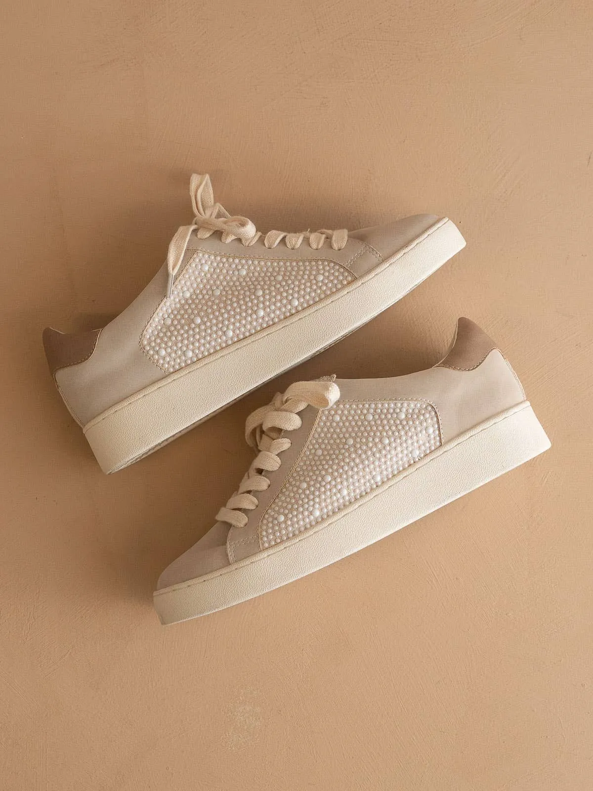 Pearl Studded Paneled Sneaker