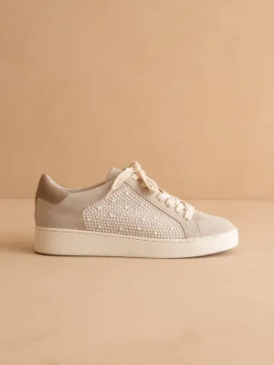 Pearl Studded Paneled Sneaker