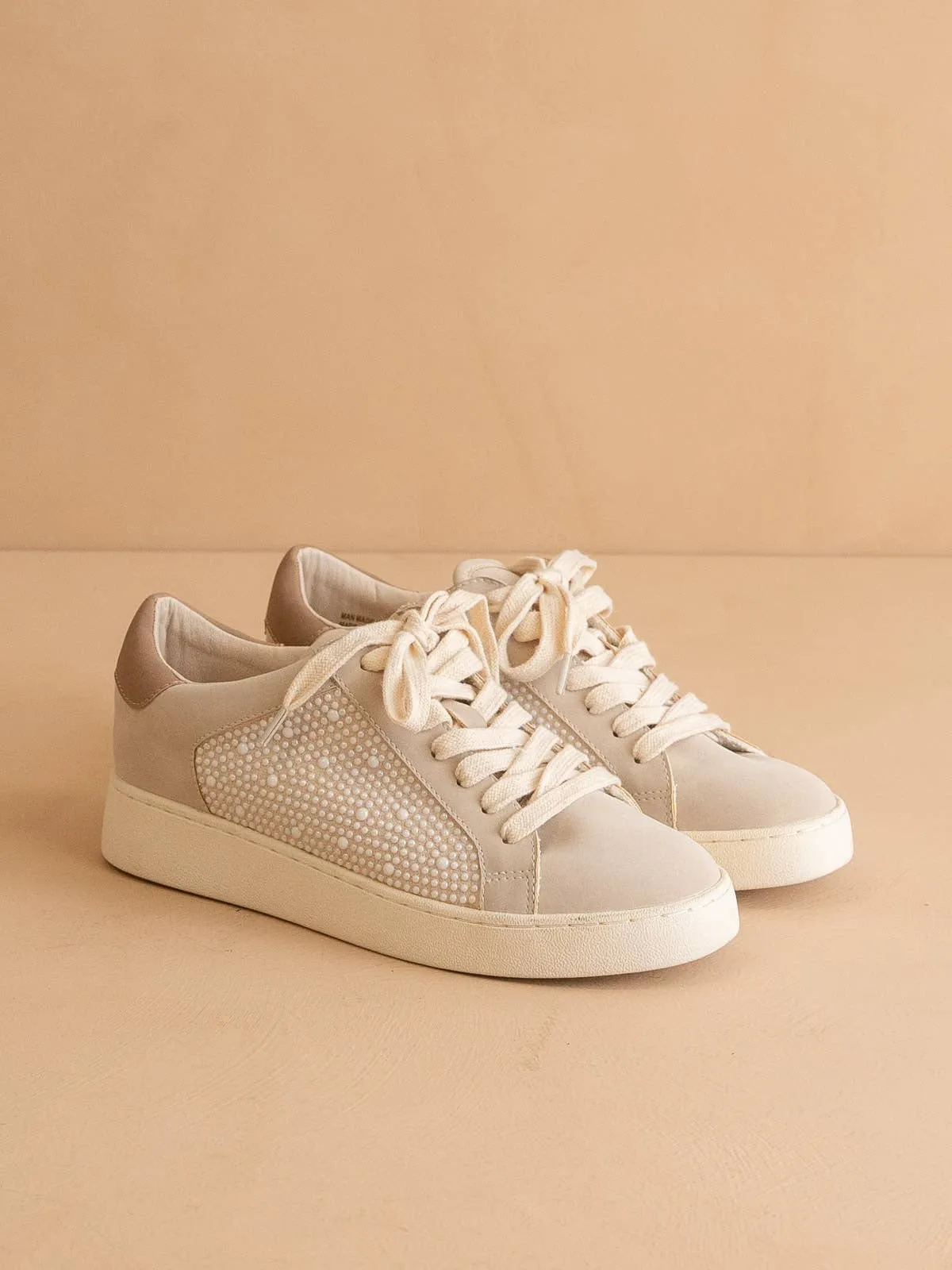 Pearl Studded Paneled Sneaker