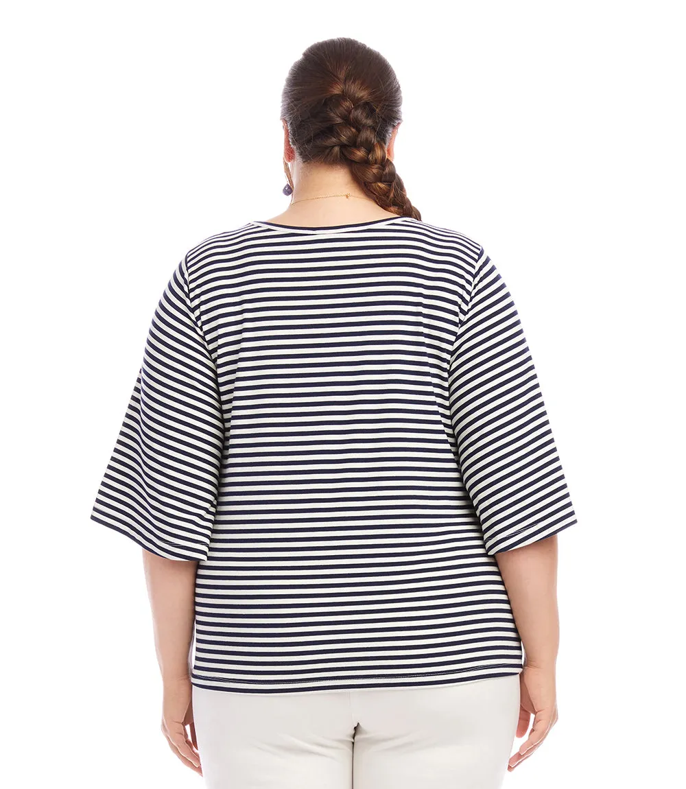 Plus Size Flare Sleeve Pick Up Top