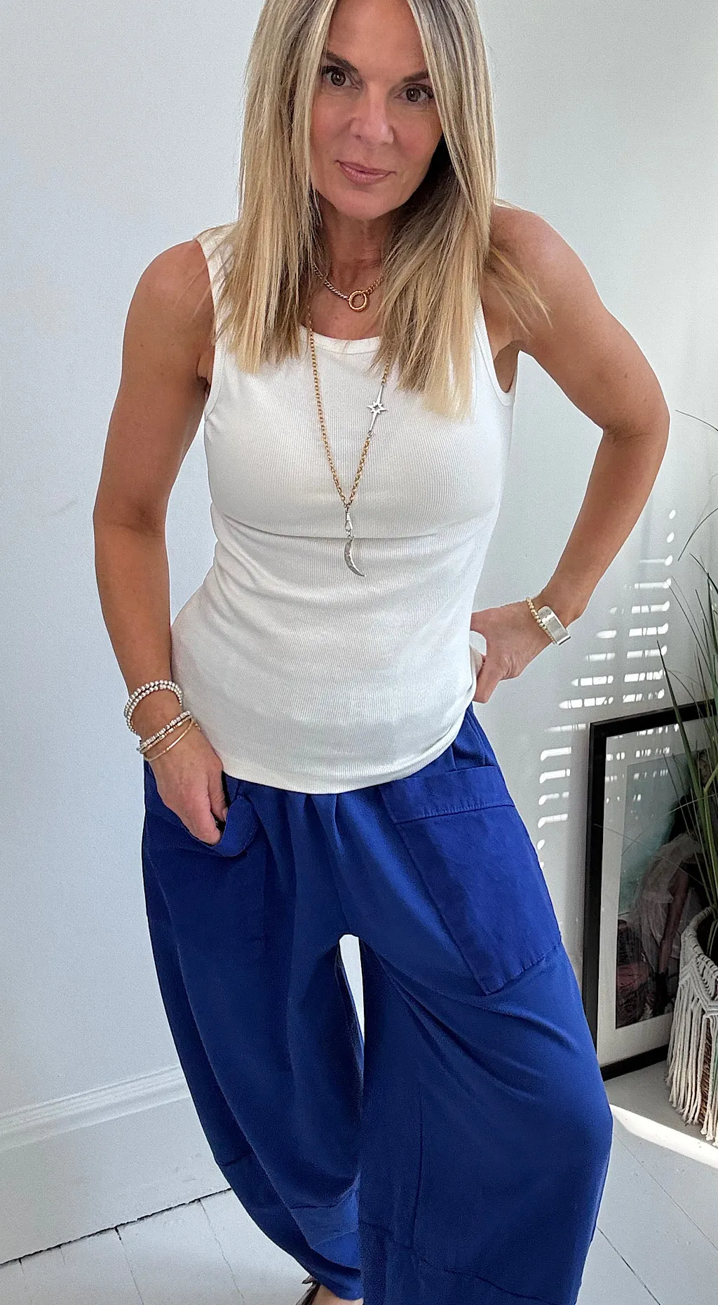 Pocket Cocoon Pant Blue