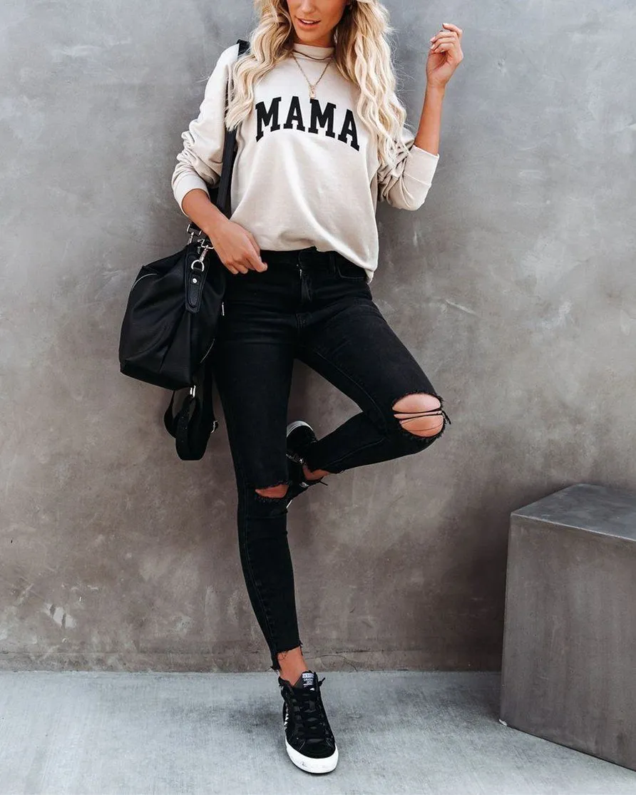 Preorder - Cotton Blend Mama Sweatshirt - Beige