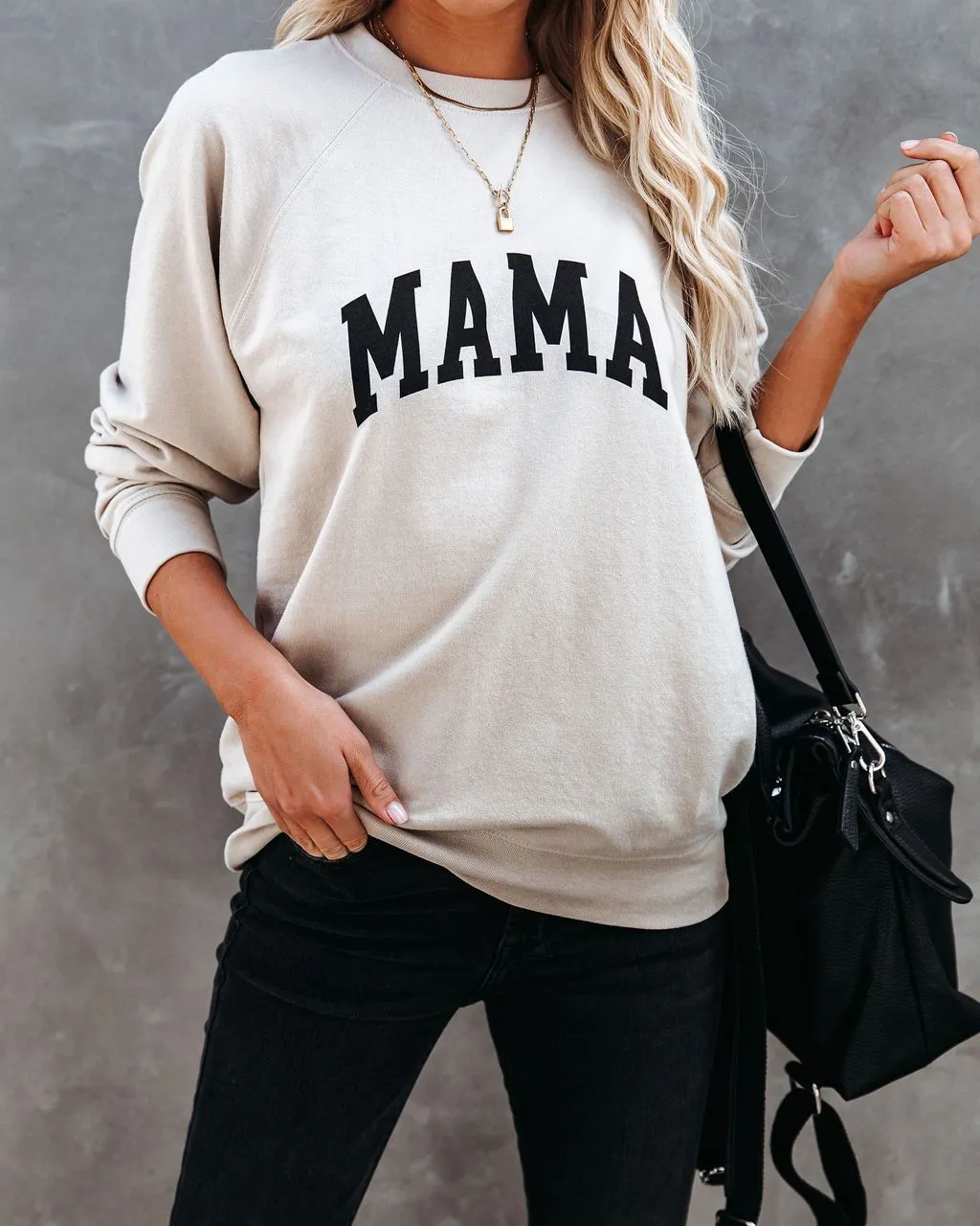 Preorder - Cotton Blend Mama Sweatshirt - Beige