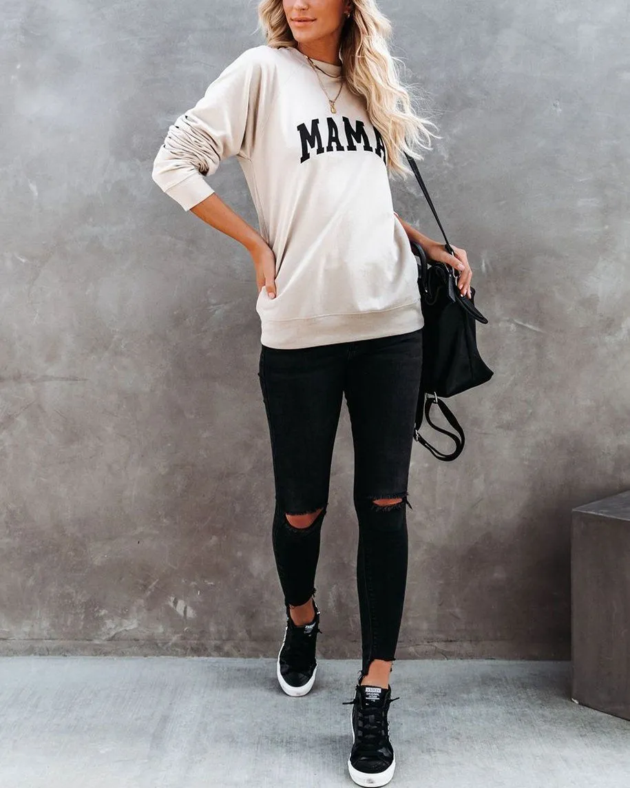 Preorder - Cotton Blend Mama Sweatshirt - Beige