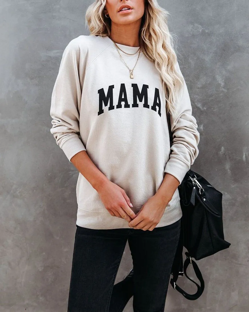 Preorder - Cotton Blend Mama Sweatshirt - Beige