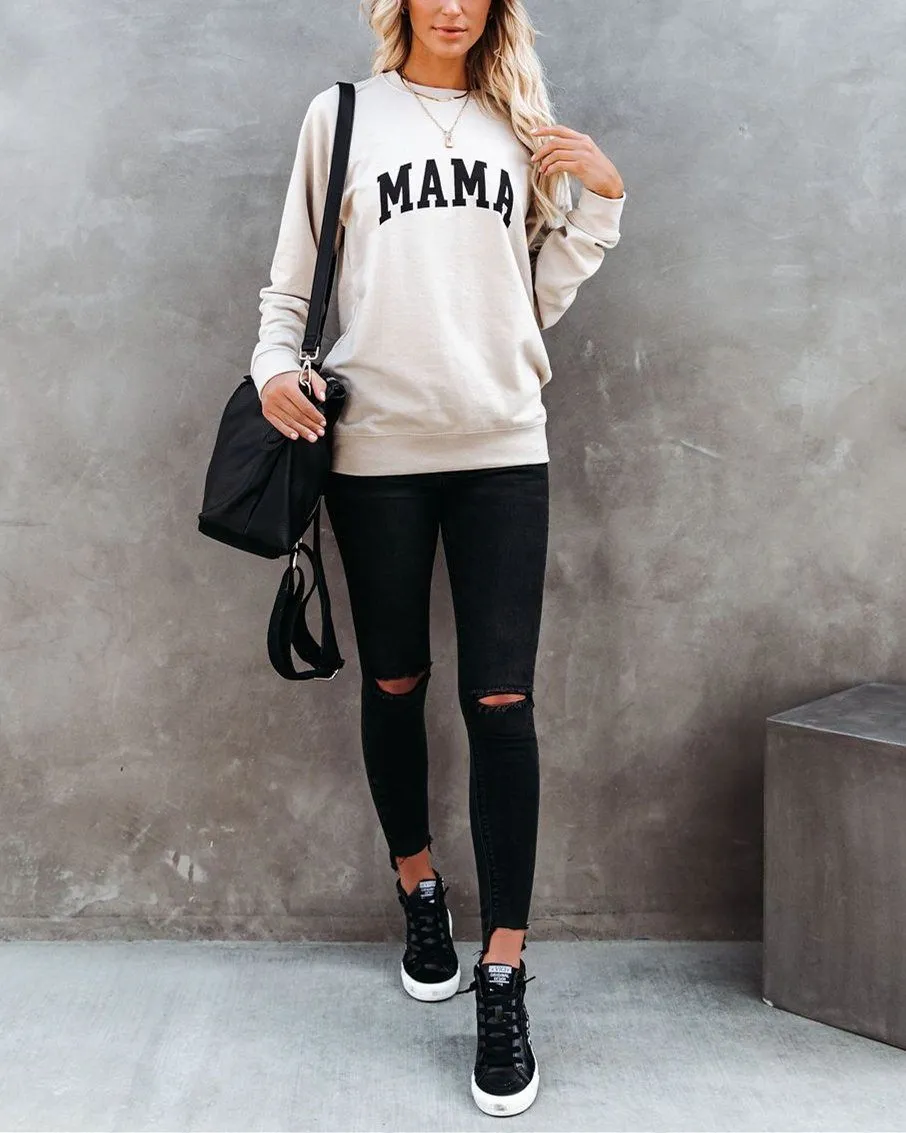 Preorder - Cotton Blend Mama Sweatshirt - Beige