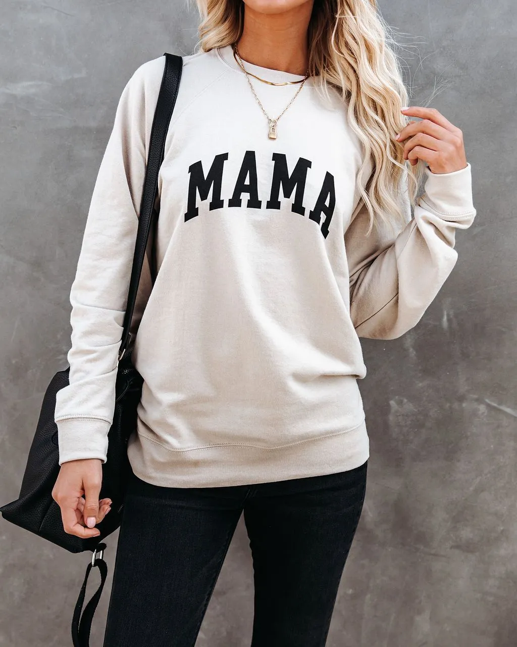 Preorder - Cotton Blend Mama Sweatshirt - Beige