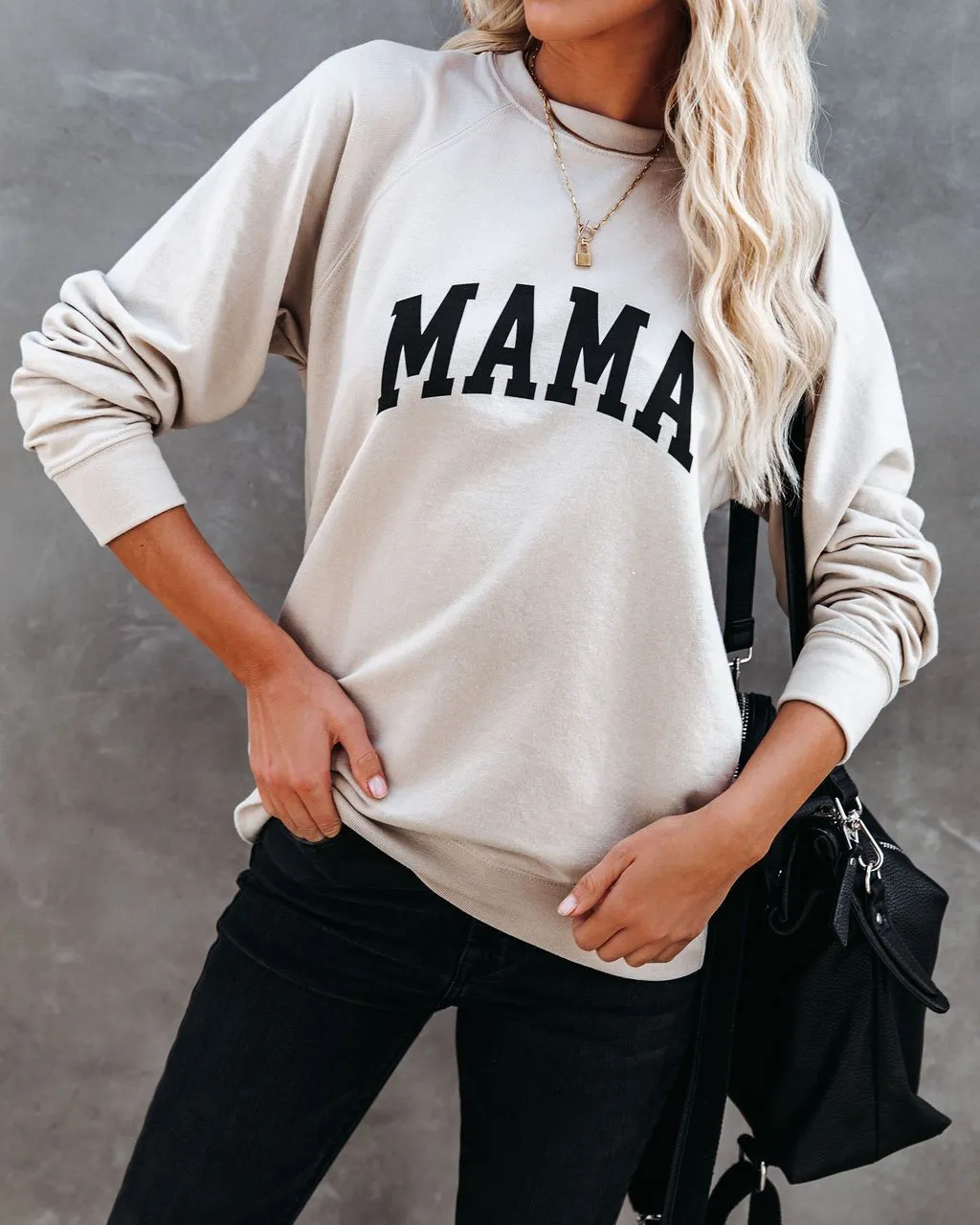 Preorder - Cotton Blend Mama Sweatshirt - Beige