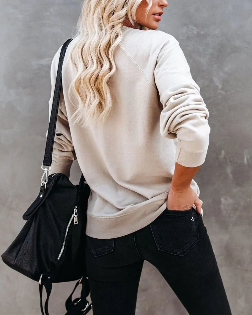 Preorder - Cotton Blend Mama Sweatshirt - Beige