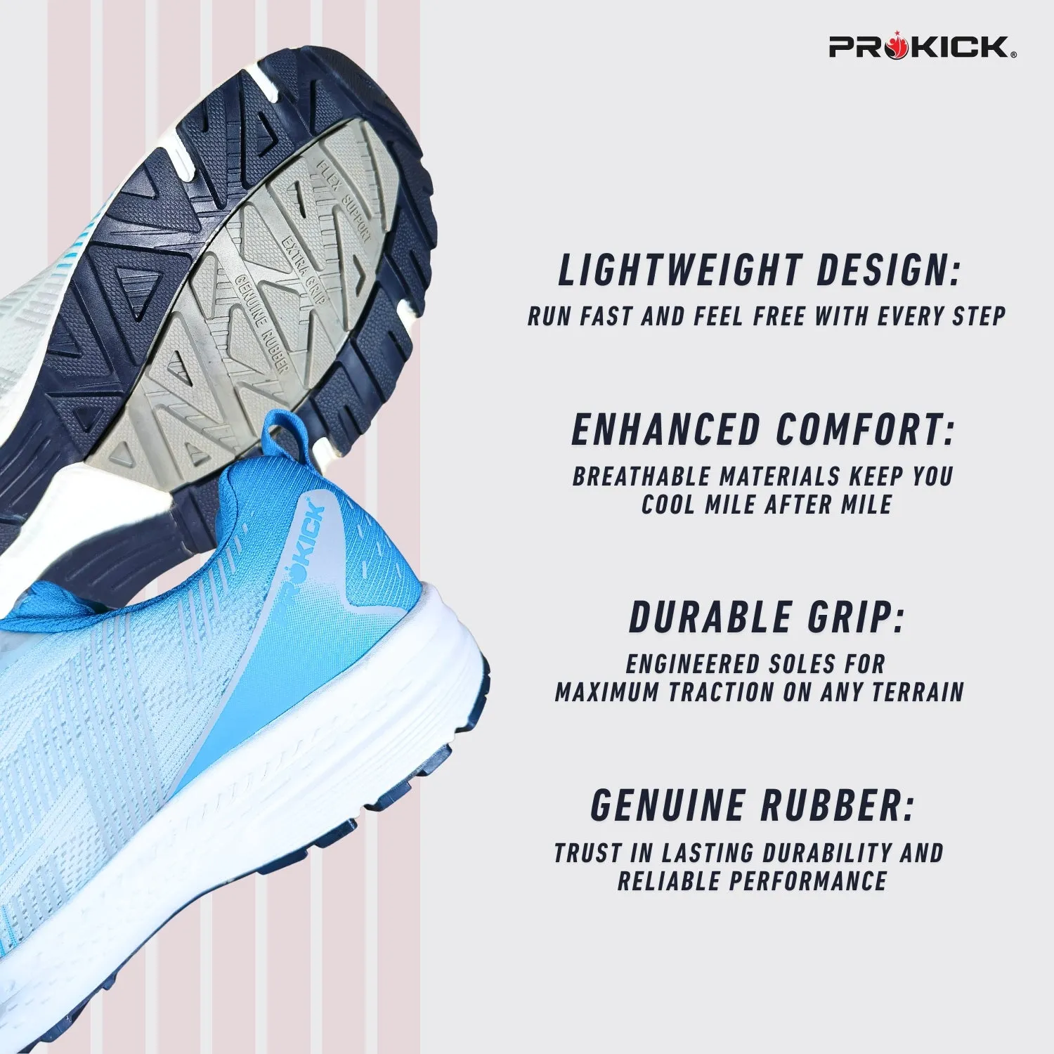 Prokick Zyra Running Shoes | Lightweight, Breathable Sports Shoes for Men & Women | Comfortable Sneakers for Walking, Jogging, Gym & Training