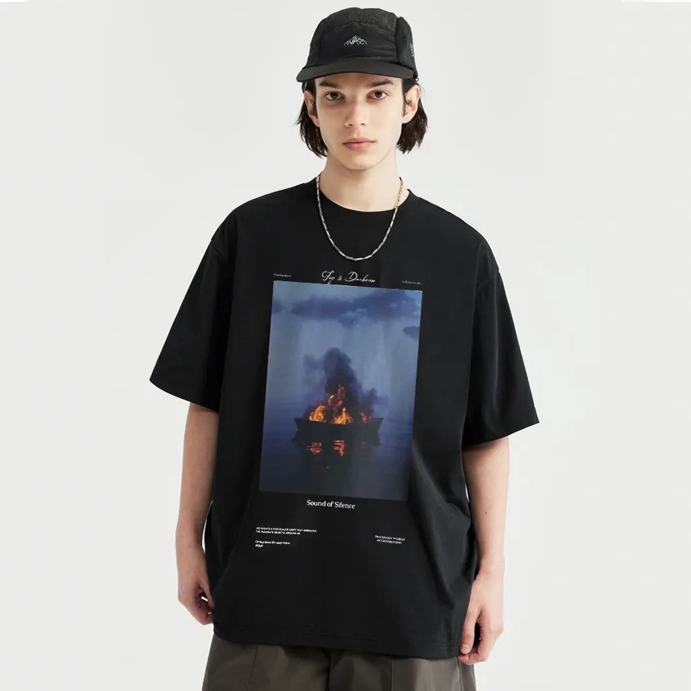 Pure Cotton 260G Flame Boat  T-shirt