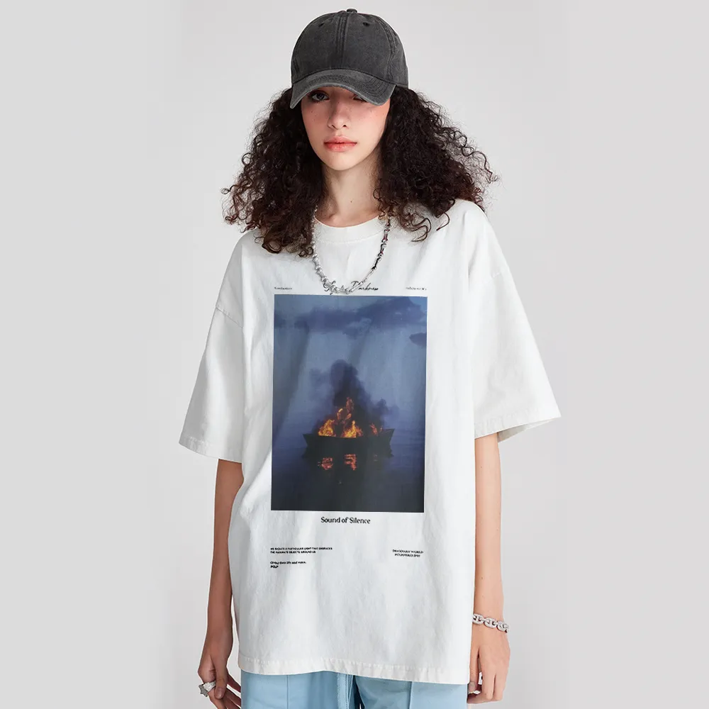 Pure Cotton 260G Flame Boat  T-shirt