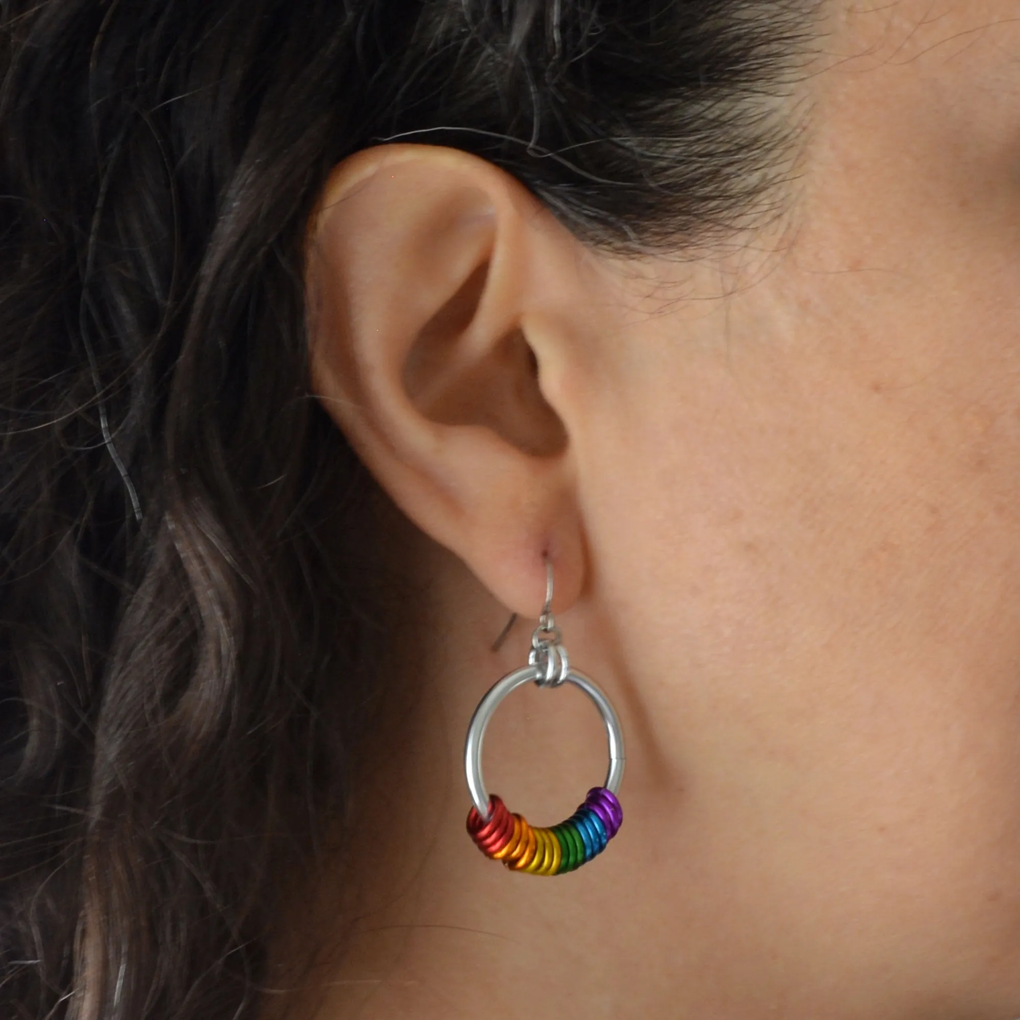 Rainbow Progress Pride - Hoop Earring