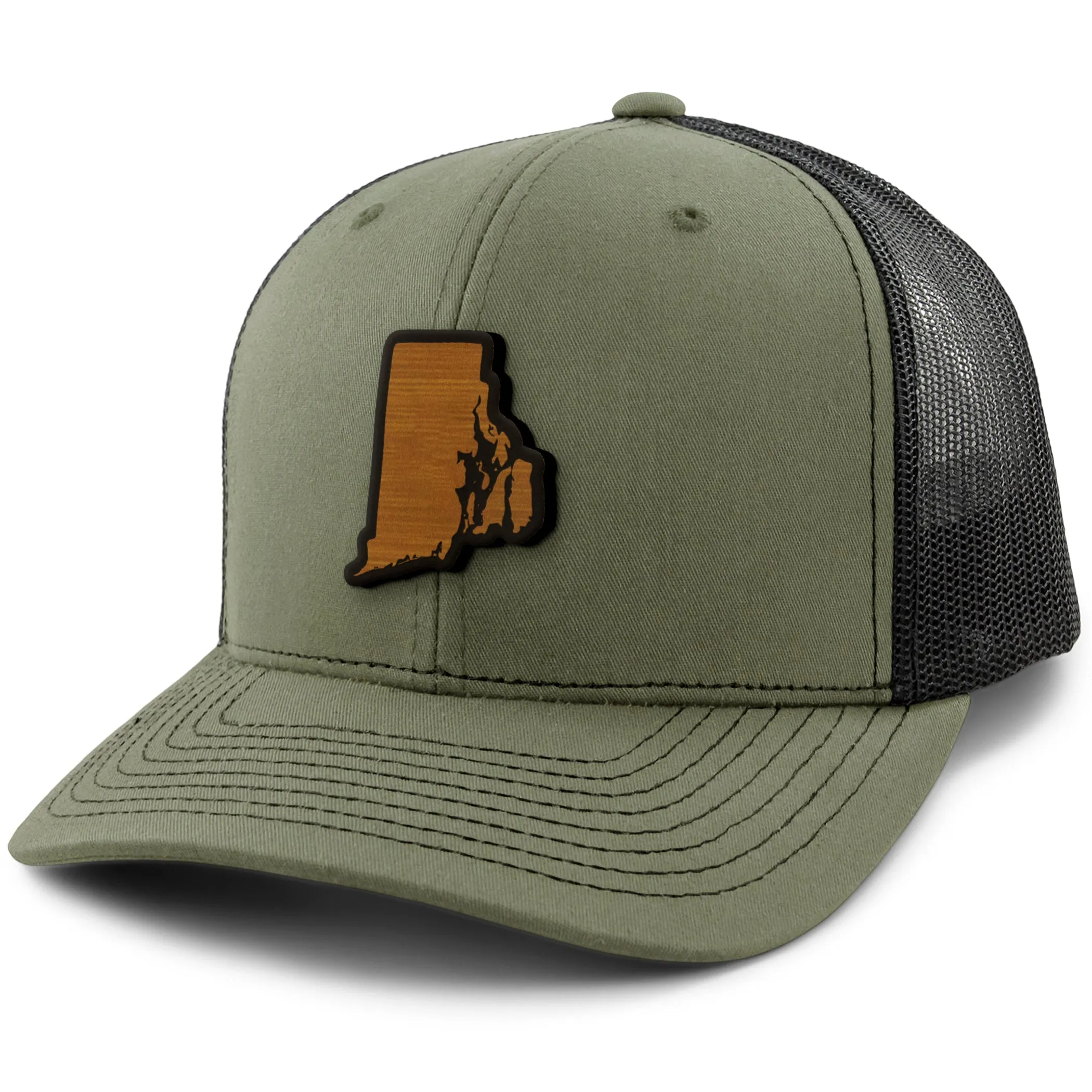 Rhode Island State Wood Grain Patch Classic Snapback Trucker