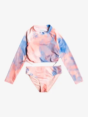 Roxy Girls Malibu Story Long Sleeve Cropped Bikini Top Set